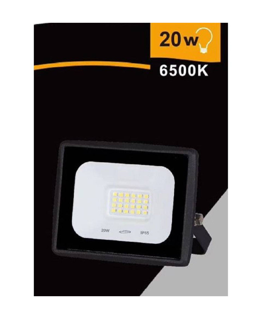 Faretto Led Faro 20 Watt 1800 Lm Ip65 Nero Luce Fredda Calda Naturale Ek02-20w-n  -bianco Freddo      -