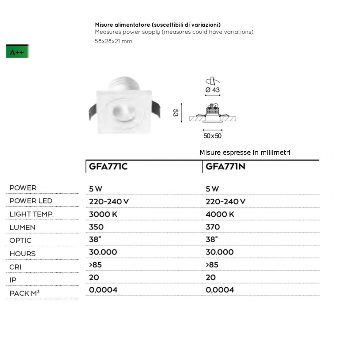 Faretto led incasso alluminio gea led alya gfa771c spot quadrato controsoffitto moderno