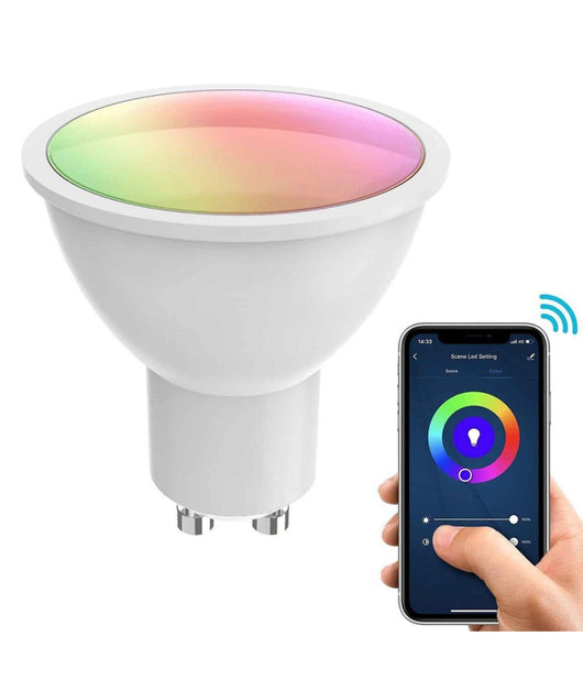 Faretto Led Incasso Quadrato Smart Alexa Google Lampada Gu10 5w Wifi Rgb Cct 9cm  Bianco E Nero       