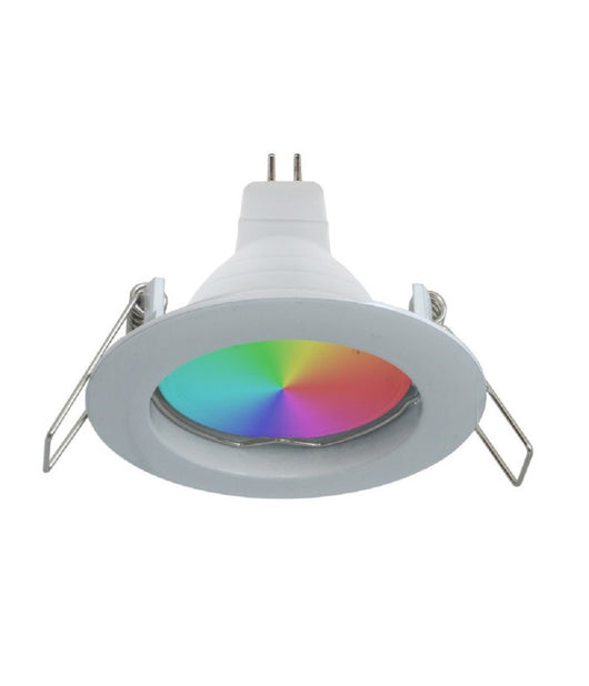 Faretto Led Rgb+3000k 6w 12v Incasso 6cm Tondo Rgbw Effetti Luce Colorata Barca  Bianco       