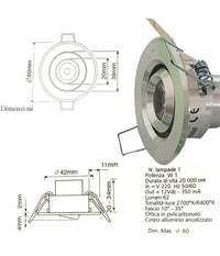 Faretto Luce Calda A Led Mini 1 W Spot Orientabile Alette Segnapasso Con Driver         