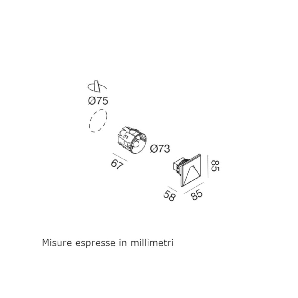 Faretto segnapasso gea led gfa1420 led alluminio incasso parete