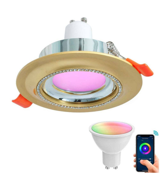 Faretto Smart Incasso Tondo Brillantini Led 5 W Gu10 Rgb Wifi Alexa Google Home  Oro       