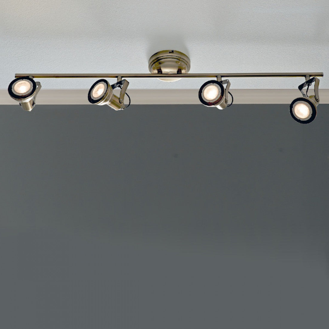 Faretto spot rustico illuminando old 4 lampada parete soffitto classico metallo brunito orientabile 28w 3000°k 1920lm