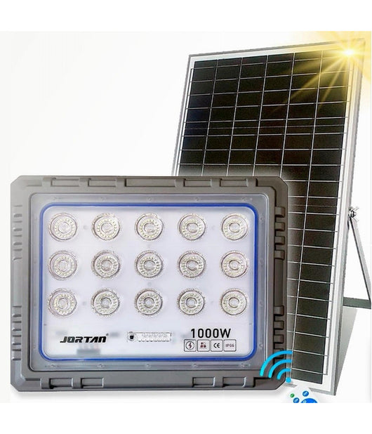 Faro 1000 Watt Con Pannello Solare Luce Forte Telecomando Batteria Lunga Durata         