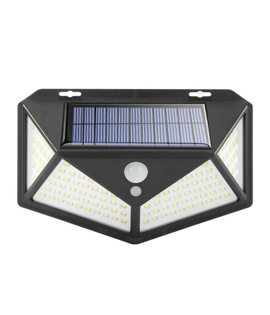 Faro 114 Led Con Pannello Solare E Sensore Di Movimento Faretto Crepuscolare         