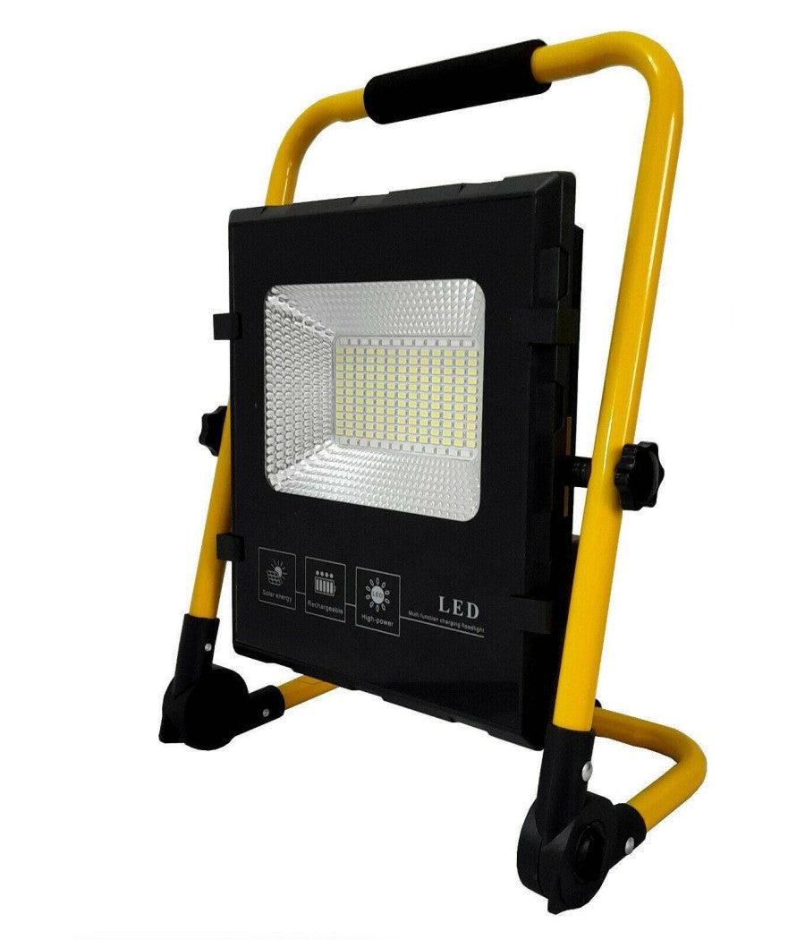 Faro Di Emergenza A Led 100w Con Pannello Solare Ricaricabile Torcia Sos         