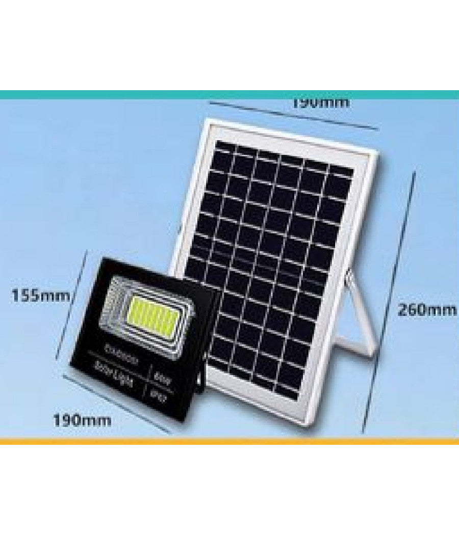 Faro Faretto Led Pannello Solare Fotovoltaico Ip67 60 W Con Telecomando Led-8192         