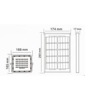 Faro Faretto Pannello Solare 50 Watt Luce Fredda 6500k Ip65 Telecomando S12a-50w         