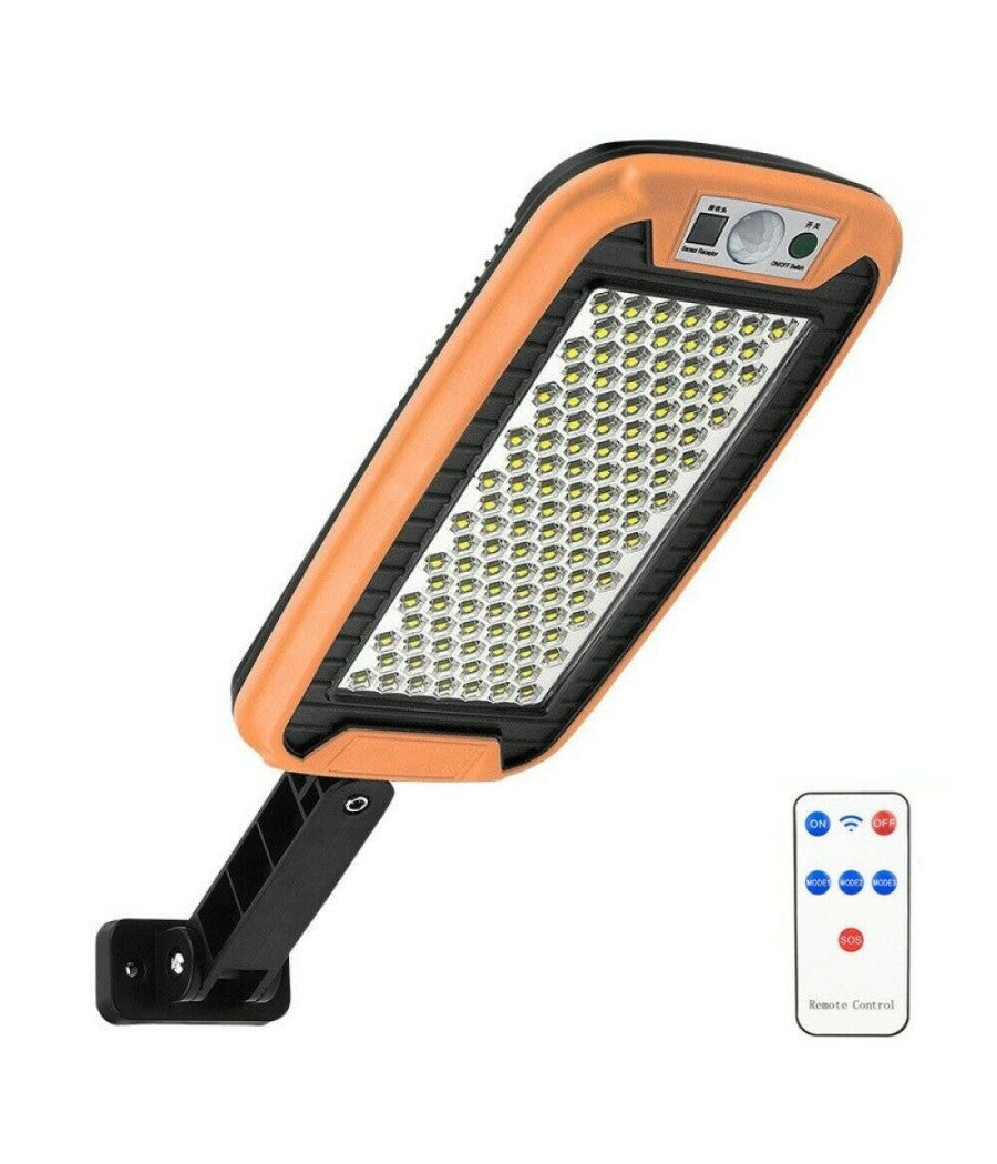 Faro Lampione Stradale Con Pannello Solare Con Sensore Telecomando 124 Led 8019d         