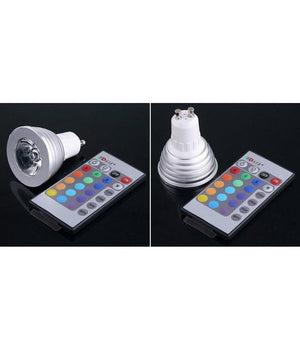 Faro Rgb Lampada Faretto Gu10 Multicolore 3w Led Telecomando Cromoterapia         