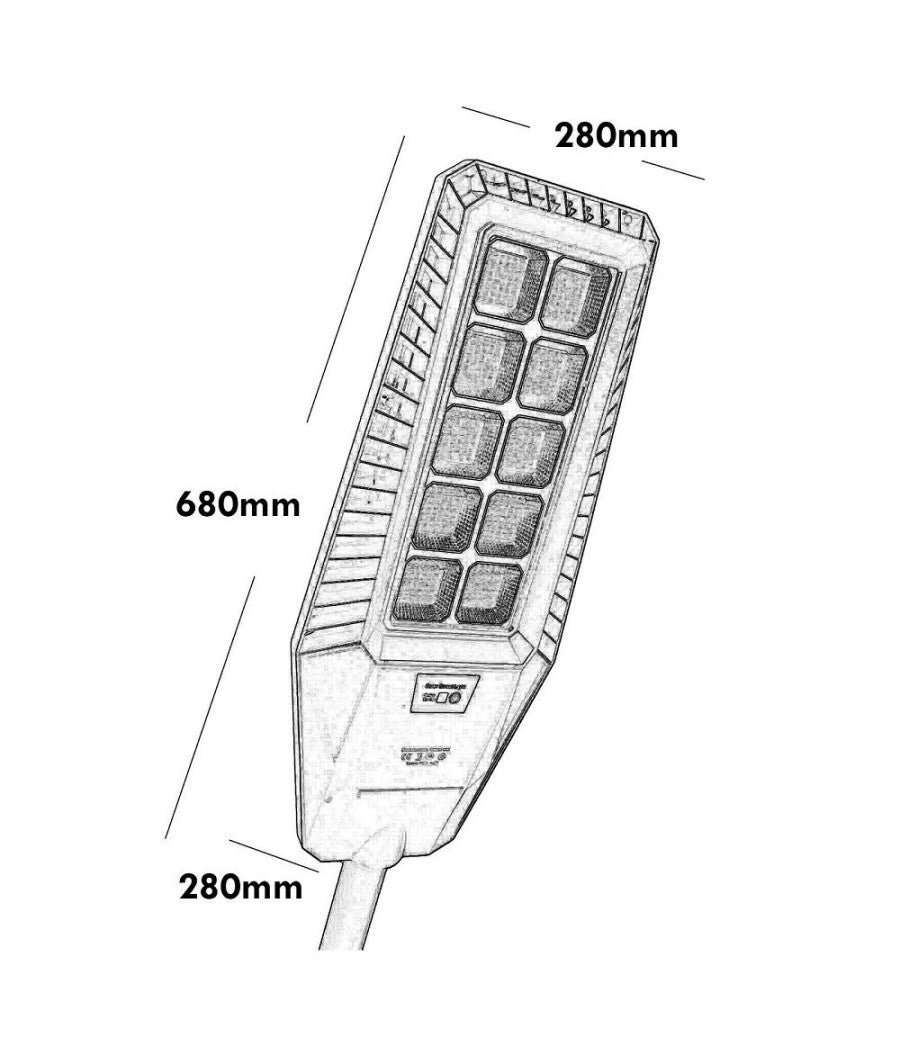 Faro Stradale Solare Led 170 W Sensore Crepuscolare Ip65 Pannello Fotovoltaico         