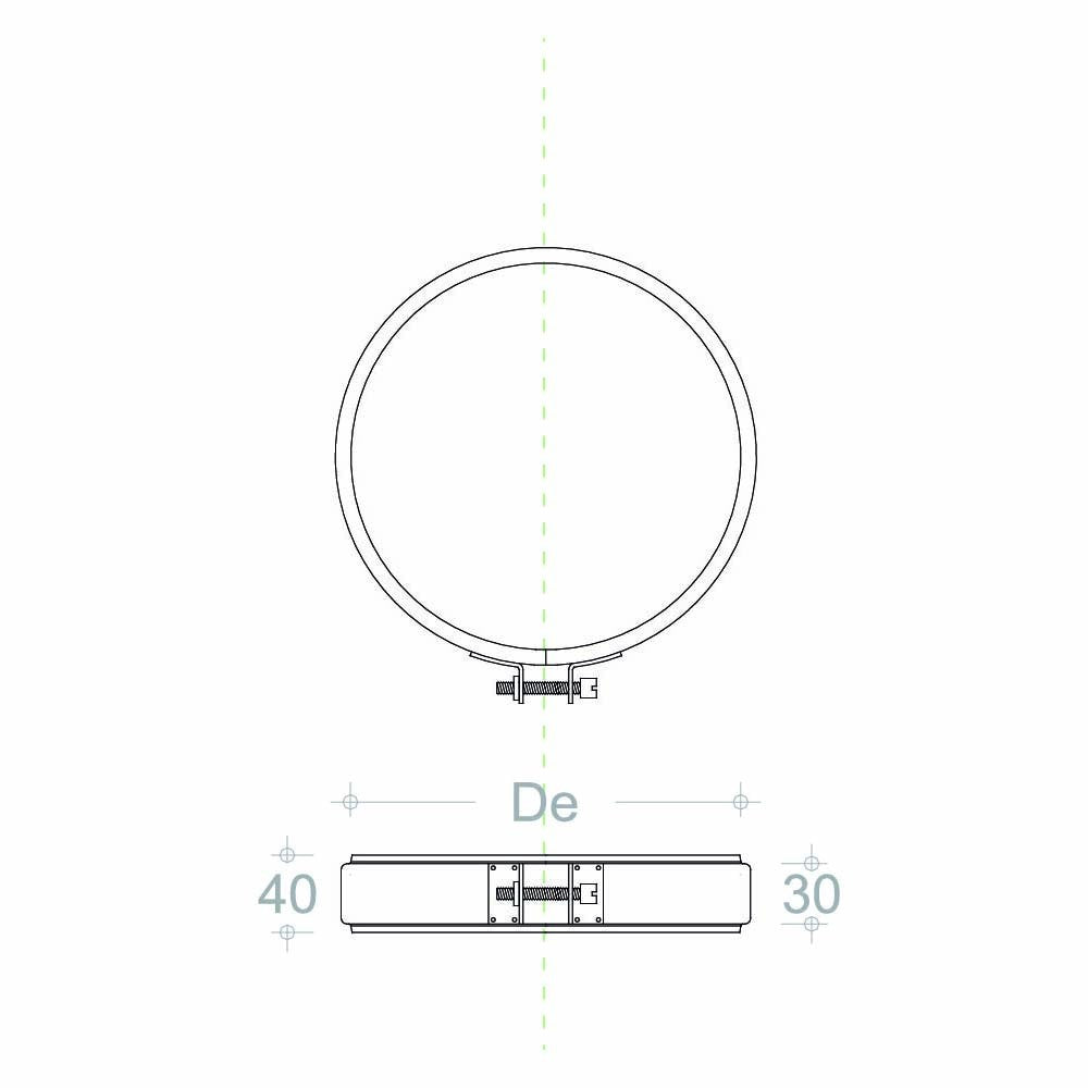 Fascetta di bloccaggio coprigiunto inox per tubo doppia parete - 1pz, diametro 250mm