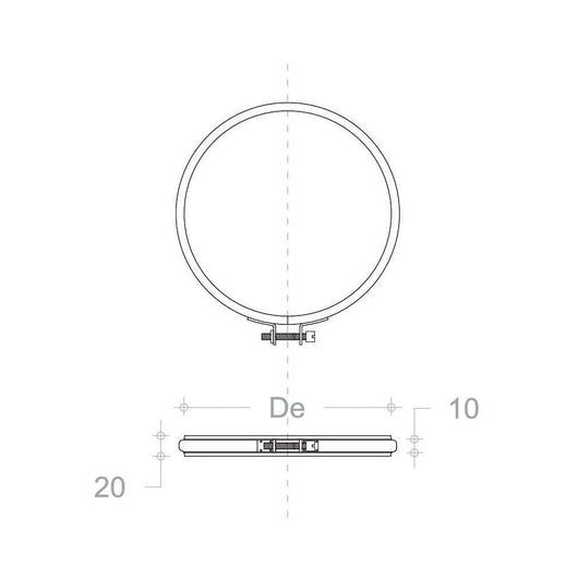 Fascetta di bloccaggio inox per tubi canna fumaria - 1pz, diametro 180mm