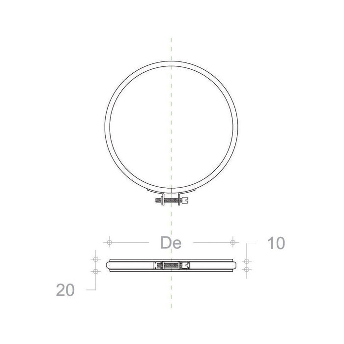 Fascetta di bloccaggio inox per tubi canna fumaria - 1pz, diametro 220mm