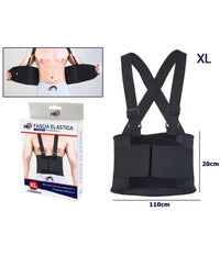 Fascia Posturale Schiena Supporto Regolabile A Strappo Tutore Lombare Nero Tg.xl         