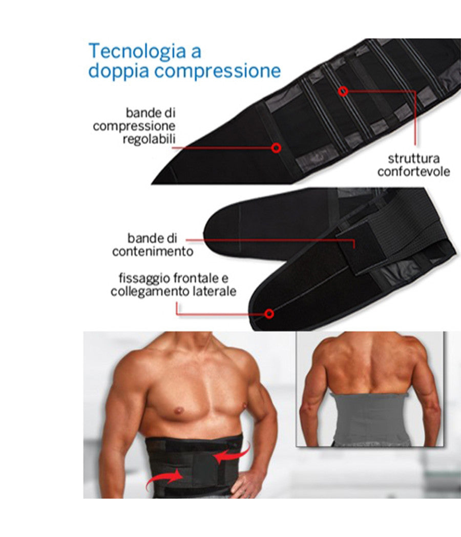 Fascia Uomo Elastica Compressione Addome Panciera Dimagrante Corsetto Meno 2 Tg         