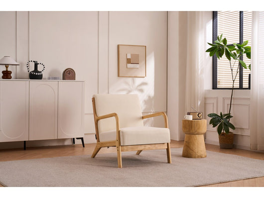 Poltrona in legno stile scandinavo "Clinton" - Beige