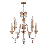 Lampadario Classico Mignon Acciaio Oro E Argento Cristallo Argento 8 Luci E14