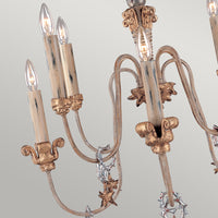 Lampadario Classico Mignon Acciaio Oro E Argento Cristallo Argento 8 Luci E14