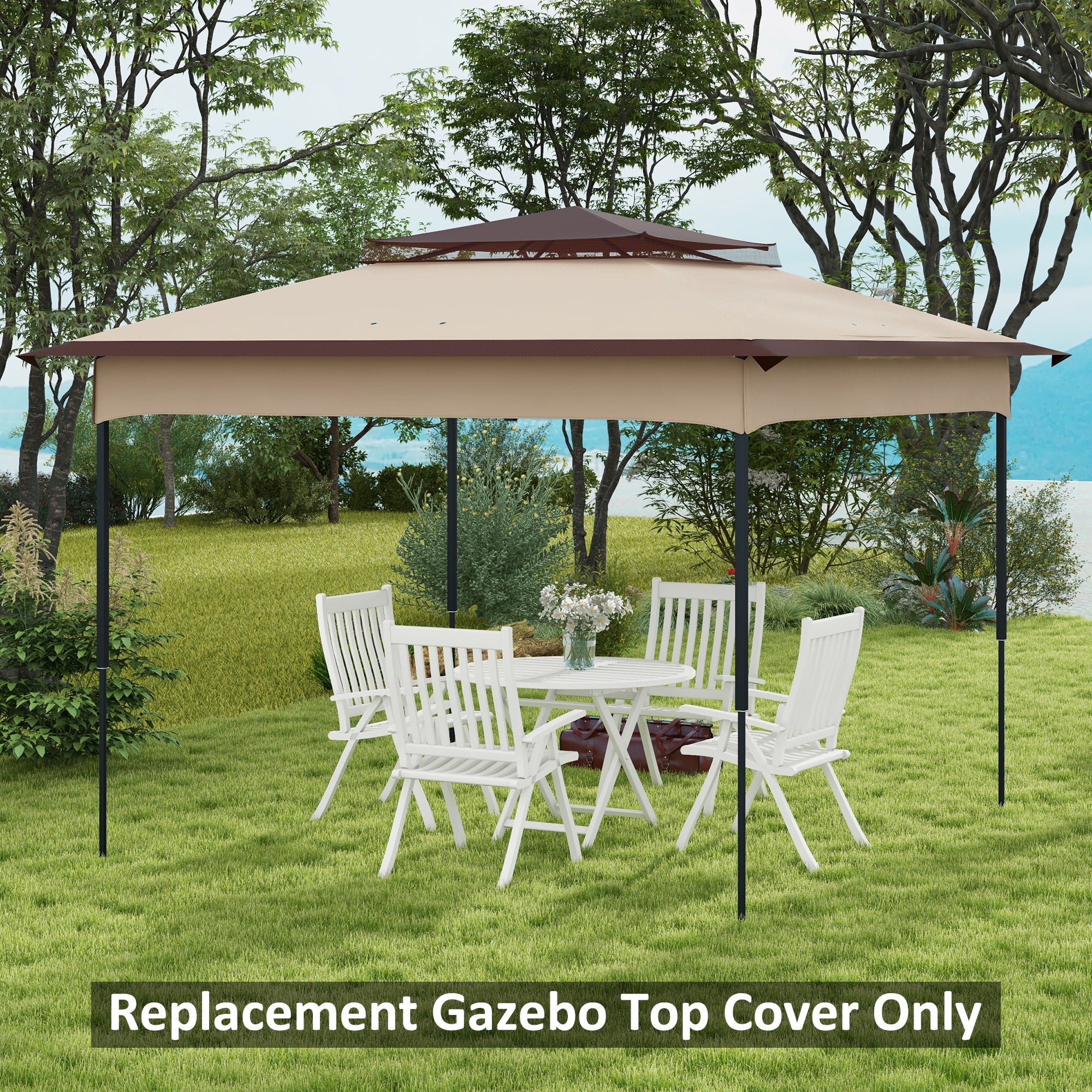 Tetto per Gazebo Pop Up da 3.25x3.25 m a 2 Livelli con Protezione UV 30+   Beige