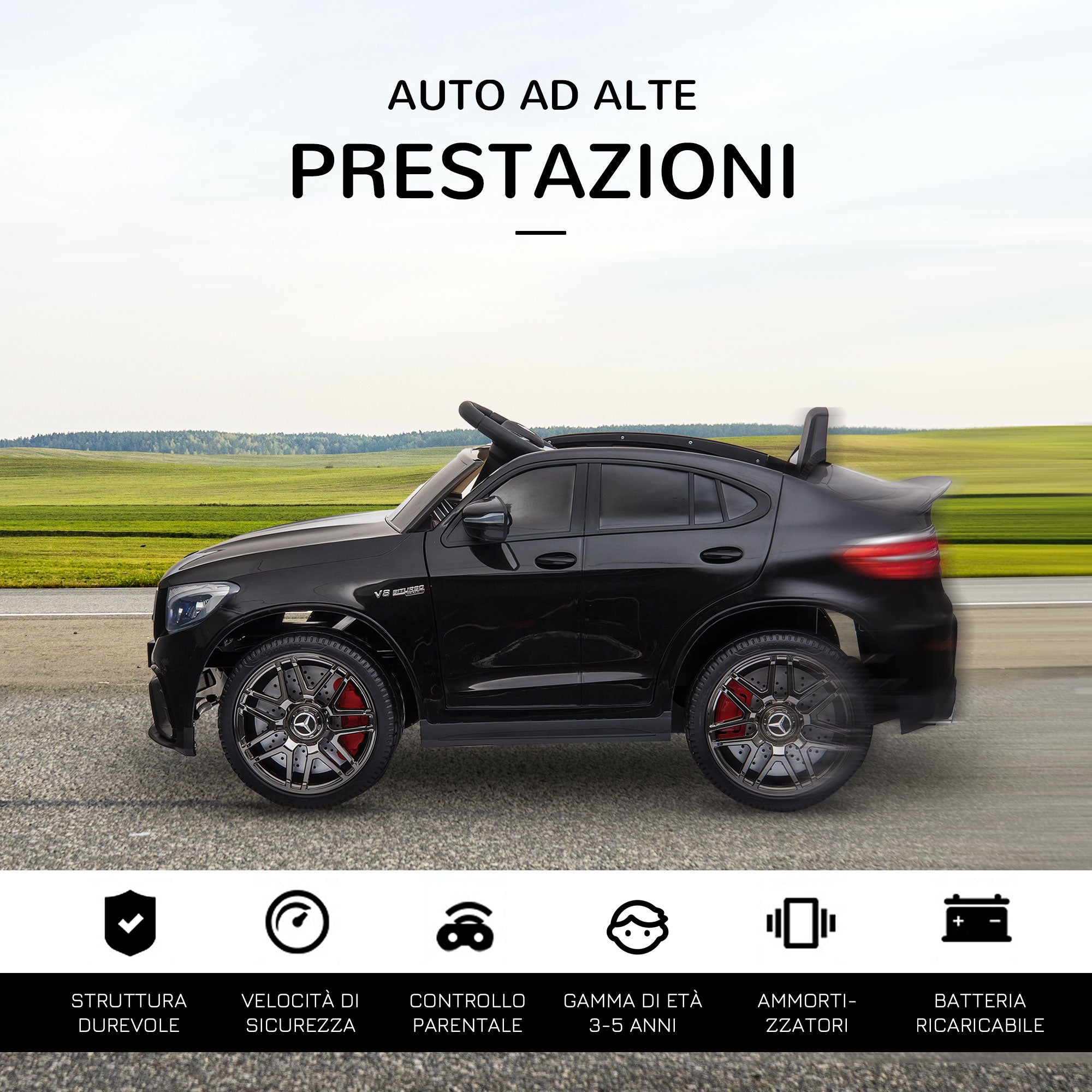 Macchina Elettrica per Bambini 12V con Licenza Mercedes GLA 45 AMG Nera