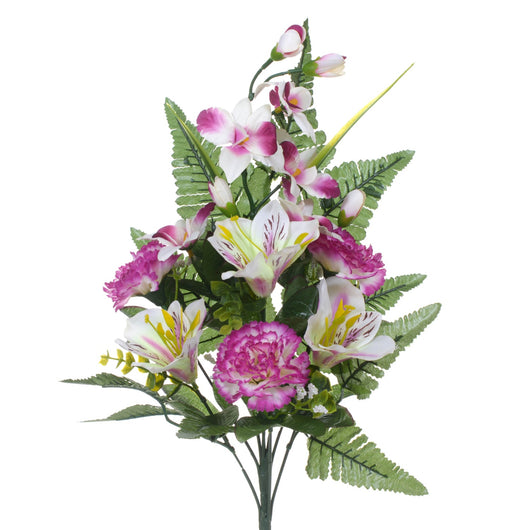 Set 6 Bouquet Artificiali Frontale di Garofani e Astromelia da 9 fiori H 59 cm