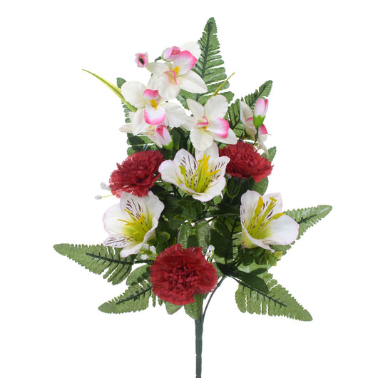 Set 6 Bouquet Artificiali Frontale di Garofani e Astromelia da 9 fiori H 59 cm