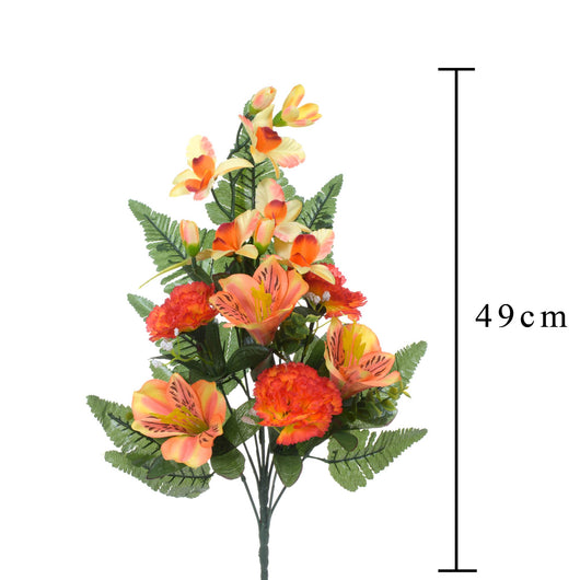 Set 6 Bouquet Artificiali Frontale di Garofani e Astromelia da 9 fiori H 59 cm