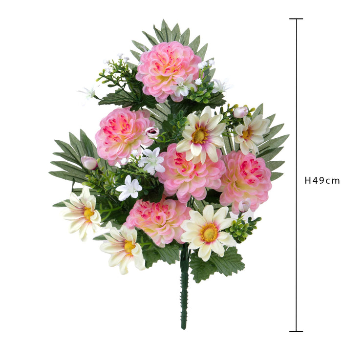 Set 3 Fiori Artificiali Frontale Dalia Margherita x12 49 cm