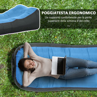 Lettino Gonfiabile da Campeggio 195x83x52 cm Mare con Borsa di Trasporto Blu