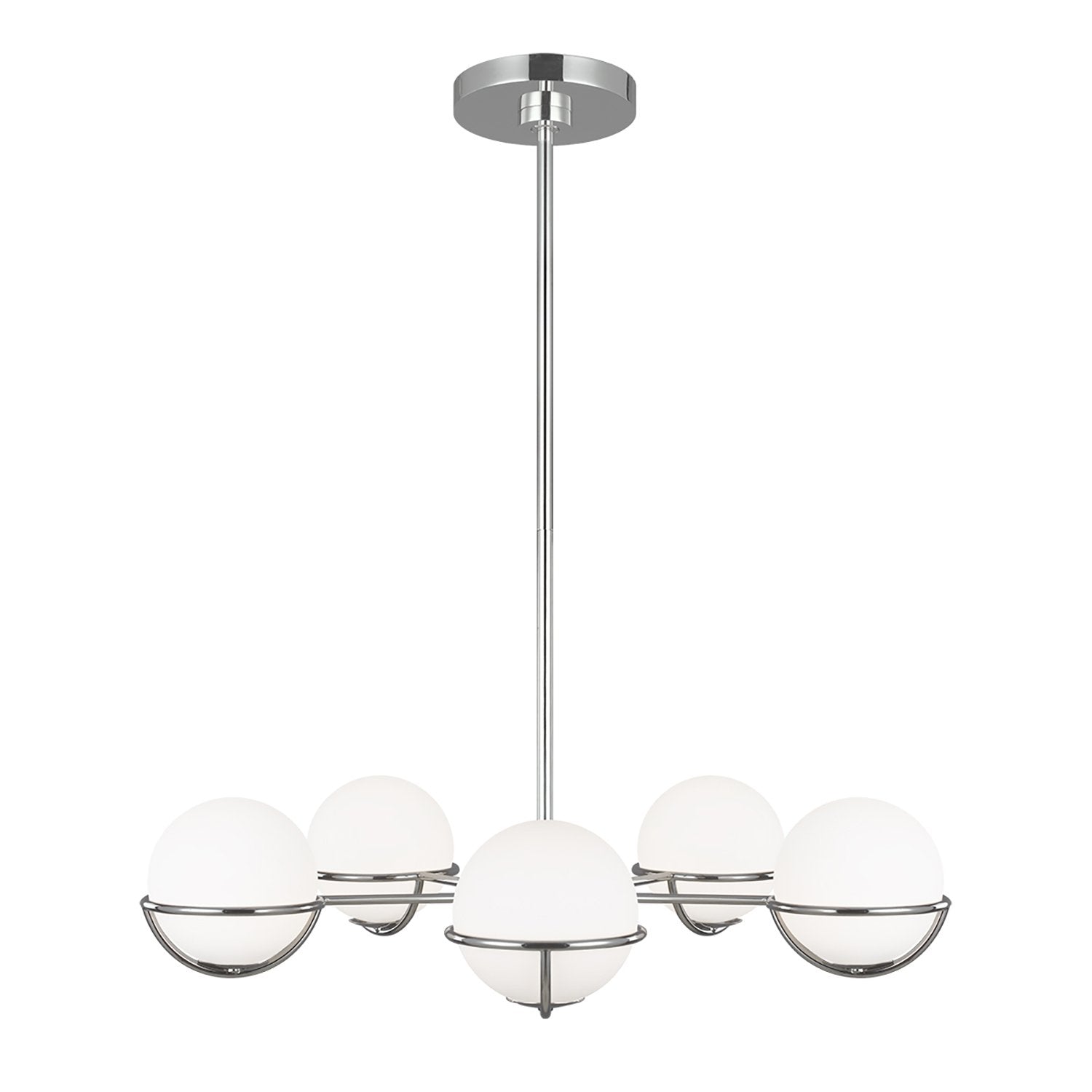 Lampadario Apollo Acciaio Nichel Vetro 5 Luci G9 3 Ledw 3000K 1600Lm