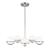 Lampadario Apollo Acciaio Nichel Vetro 5 Luci G9 3 Ledw 3000K 1600Lm