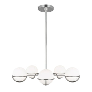 Lampadario Apollo Acciaio Nichel Vetro 5 Luci G9 3 Ledw 3000K 1600Lm