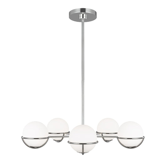 Lampadario Apollo Acciaio Nichel Vetro 5 Luci G9 3 Ledw 3000K 1600Lm