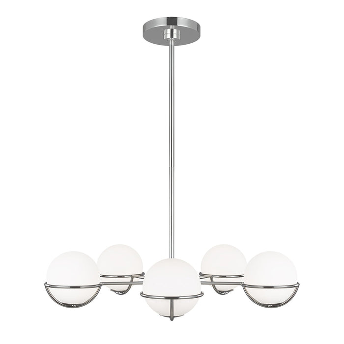 Lampadario Apollo Acciaio Nichel Vetro 5 Luci G9 3 Ledw 3000K 1600Lm