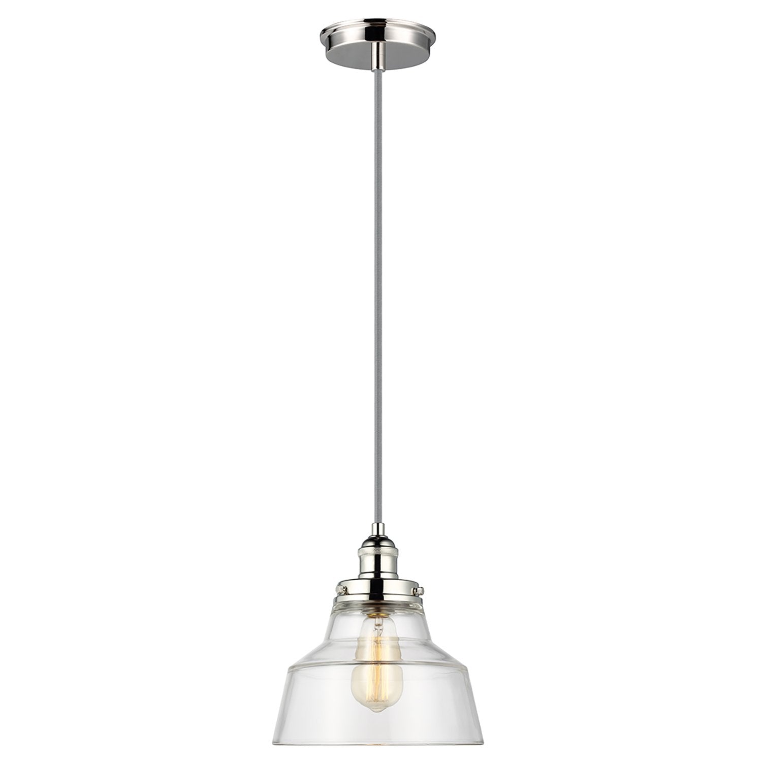 Sospensione Contemporanea Baskin Vetro Nichel Lucido 1 Luce E27 D25,4Cm