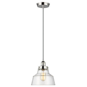 Sospensione Contemporanea Baskin Vetro Nichel Lucido 1 Luce E27 D25,4Cm