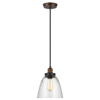 Sospensione Baskin Vetro Ottone Antico Verniciato Zinco 1 Luce E27 D22,8Cm