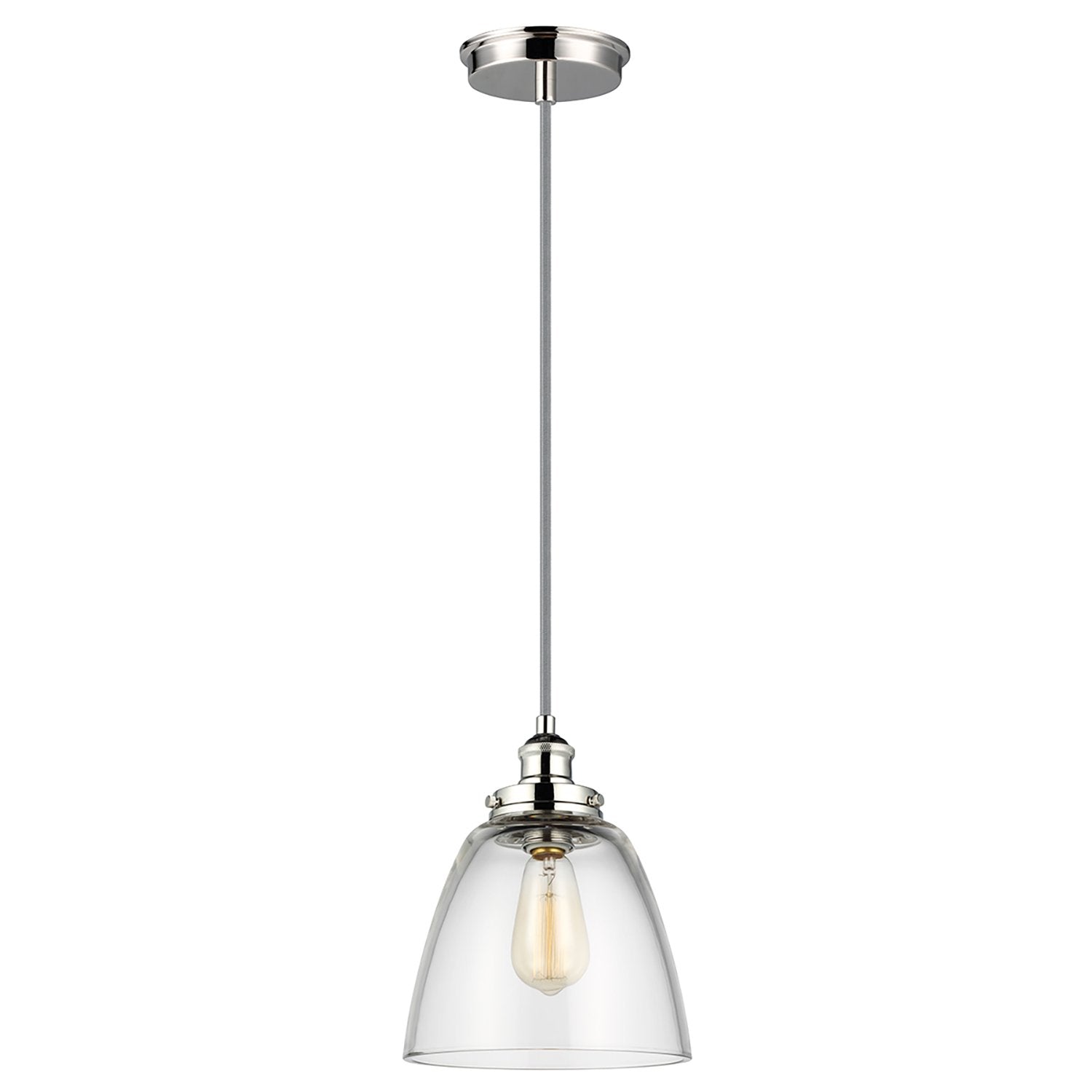 Sospensione Contemporanea Baskin Vetro Nichel Lucido 1 Luce E27 D22,8Cm