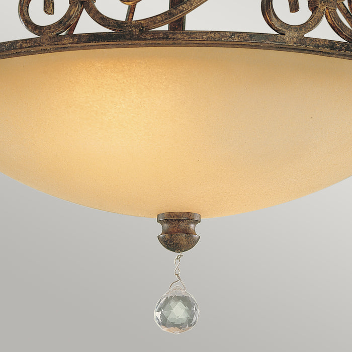 Lampadario Contemporaneo Chateau Acciaio Bronzo Moka Cristallo 2 Luci E27