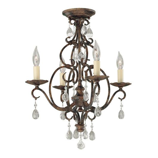 Lampadario Contemporaneo Chateau Acciaio Bronzo Moka Cristallo 4 Luci E14