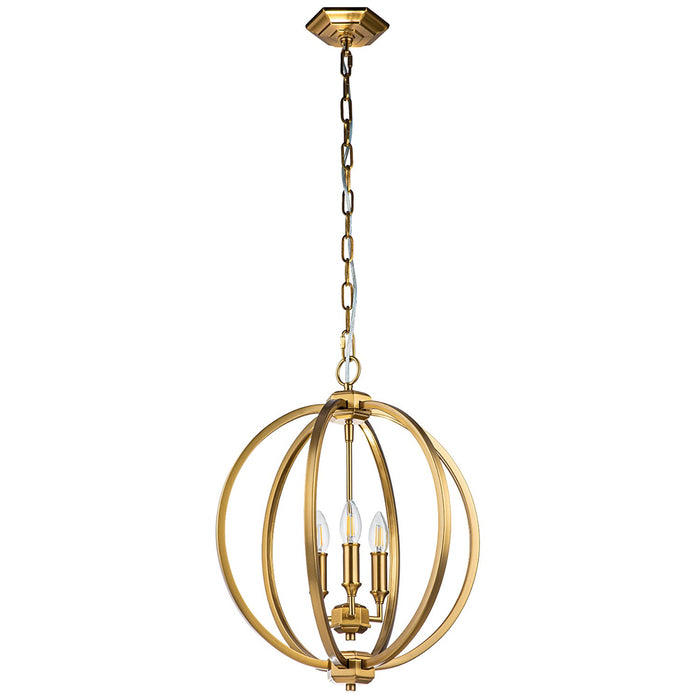 Lampadario Classico Corinne Acciaio Ottone Brunito 3 Luci E14 D43,2Cm