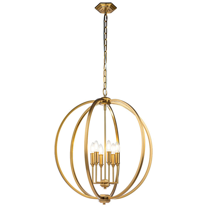 Lampadario Classico Corinne Acciaio Ottone Brunito 6 Luci E14