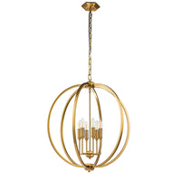 Lampadario Classico Corinne Acciaio Ottone Brunito 6 Luci E14