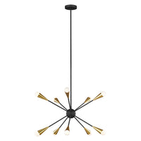 Lampadario Industrial Jax Acciaio Nero Mezzanotte 10 Luci G9 3 Ledw 3000K 3200Lm