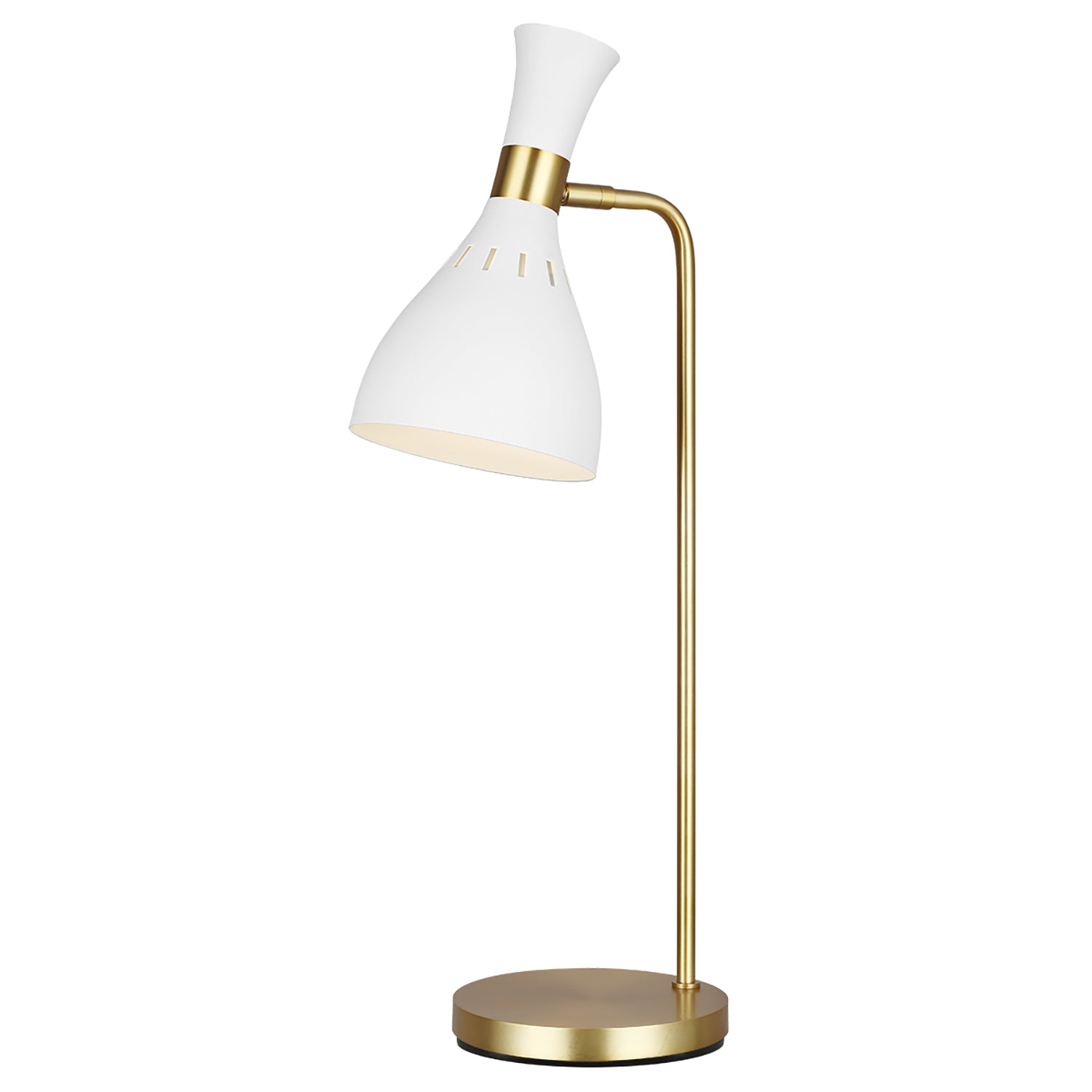 Lampada Da Scrivania Contemporanea Joan Acciaio Bianco Ottone Brunito 1 Luce E27