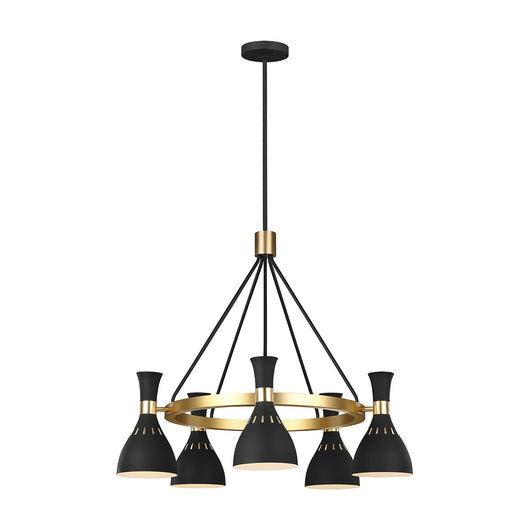 Lampadario Contemporaneo Joan Acciaio Nero Mezzanotte Ottone Brunito 5 Luci E27