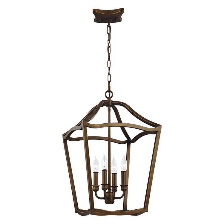 Lampadario Contemporaneo Yarmouth Acciaio Ottone Antico Verniciato 4 Luci E14