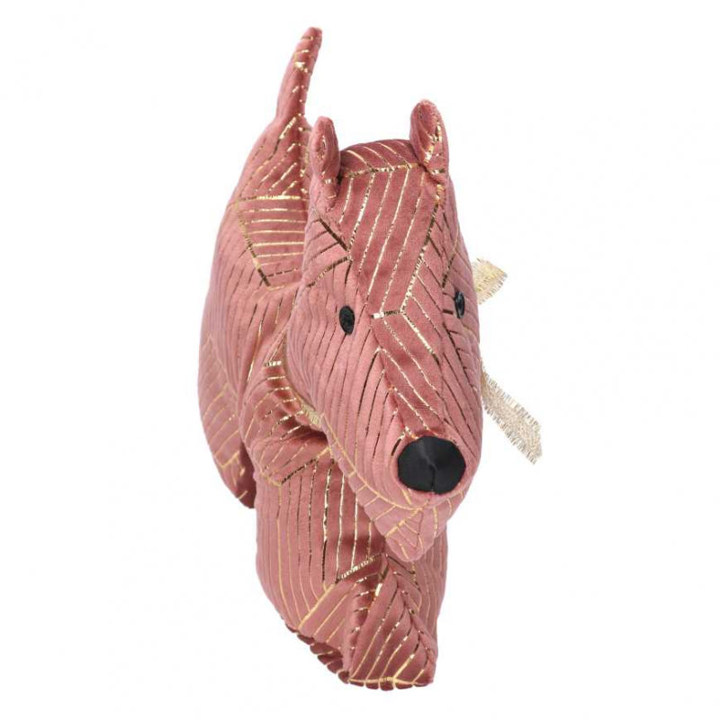 Fermaporta tessuto cane rosa cm35x5h26